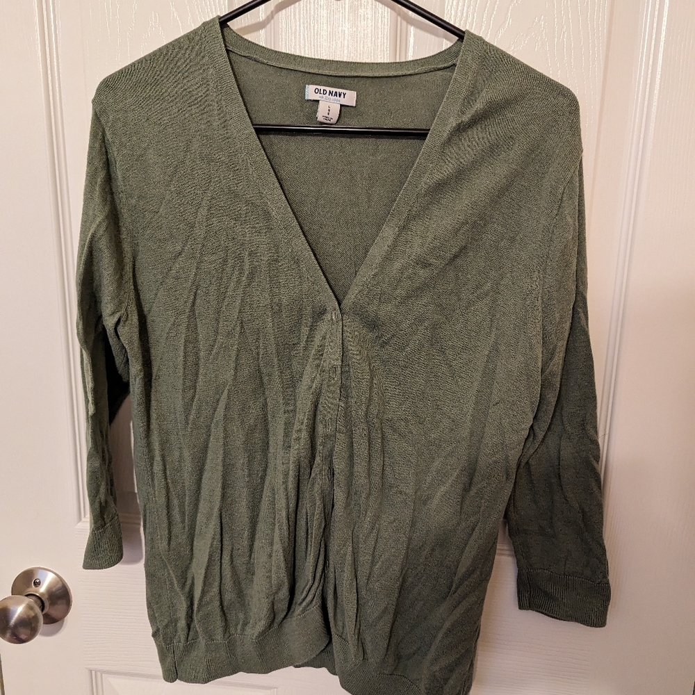 3/4 sleeve olive cardigan